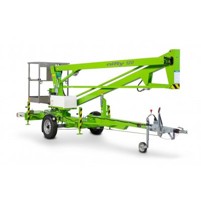Nifty 120 12m Trailer Mount Diesel Boom Lift Hire Brentwood